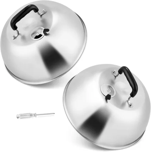 Miniatura 8 de Cúpula para Derretir Queso de 12 Pulgadas, HaSteeL Cubierta Redonda de Acero Inoxidable para Rociar y Vaporizar, Cúpula Grande Sólida para Plancha