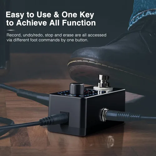 Miniatura 5 de LEKATO Looper - Pedal de guitarra, pedal afinador de bucle, 9 bucles, 40 minutos, tiempo de grabación, sobrecargas ilimitadas para guitarra
