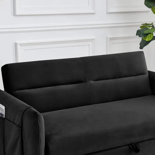 Miniatura 6 de Holaki Sofá cama extraíble de terciopelo moderno de 55 pulgadas, sofá biplaza, diván, diseño 2 en 1, sofá cama convertible de terciopelo