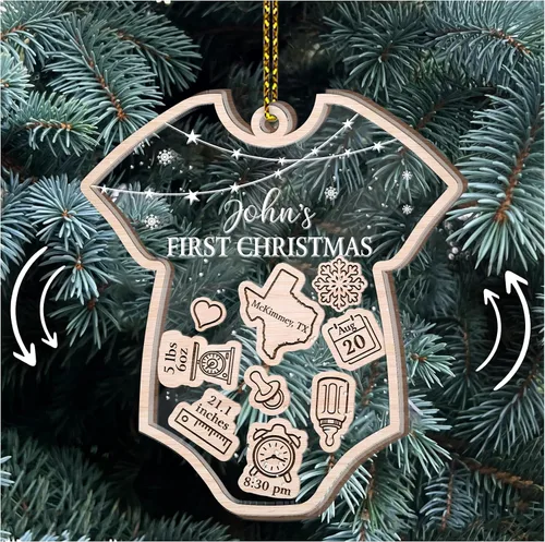 Miniatura 8 de Hyturtle Adornos personalizados para la primera Navidad del bebé 2023, adorno de Navidad para bebé, adorno de batido 4D para bebé, decoraciones