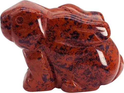 Miniatura 7 de Estatua de conejo sentado de piedra de sangre natural de África de 2 pulgadas, escultura decorativa de Fengshui para decoración del hogar, cristal