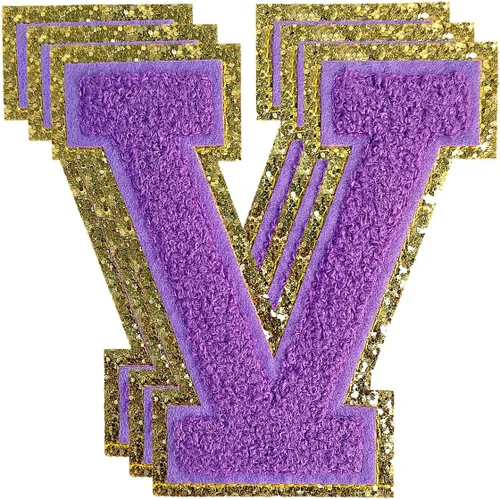 Miniatura 66 de 3 parches de números de chenilla negra, tamaño grande de 4-1/2" parches de números para planchar, parches universitarios para ropa, 8" Borde oro rosa