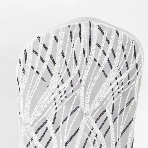 Miniatura 13 de Efavormart 1 juego de fundas para sillas de banquete con volantes y falda plisada de spandex blanco, fundas elásticas lavables con bolsillos