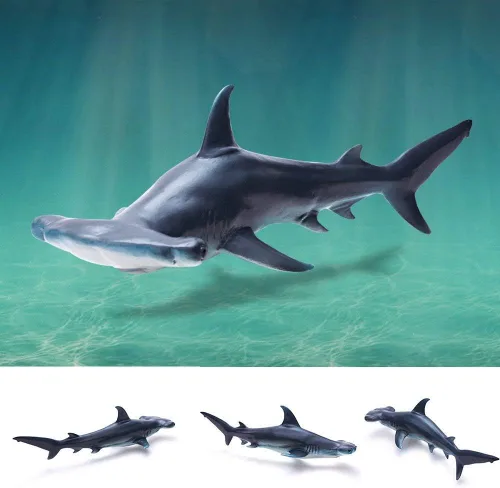 Miniatura 3 de Gemini&Genius Great White Shark Hammerhead Shark Toy Set – Figura de acción de animales marinos modelo océano conjunto de juguetes – 10 pulgadas