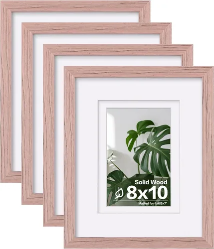 Miniatura 115 de Egofine - Juego de 4 portarretratos 8 x 10 pulgadas de madera maciza y cubierta de plexiglás de 4 x 6/5 x 7 pulgadas con paspartú u 8 x 10 pulgadas