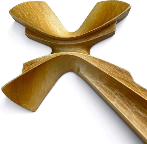Miniatura 16 de Cruz tallada a mano de madera para decoración de pared, arte de pared de crucifijo grande hecho a mano (11.81 pulgadas, verde)