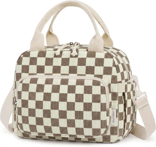 Miniatura 8 de HOMESPON Bolsa de Almuerzo para Mujeres Hombres Adultos con Bolsillo Frontal Bonita Pana Aislada Bolsa de Almuerzo Tote Gran Capacidad Caja