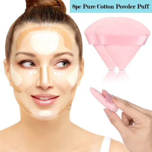 Miniatura 5 de 8 piezas de esponja de polvo de algodón en forma de triángulo, JASSINS, súper suave para maquillaje seco y húmedo, corrector/polvo suelto y Rosa