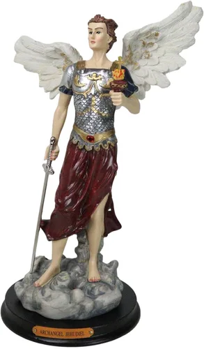 Miniatura 12 de Ebros Iglesia Católica Ortodoxa Ortodoxa Oriental Bizantina Colorido Arcángel Barachiel La Provisión de Dios Estatua con placa de nombre de latón