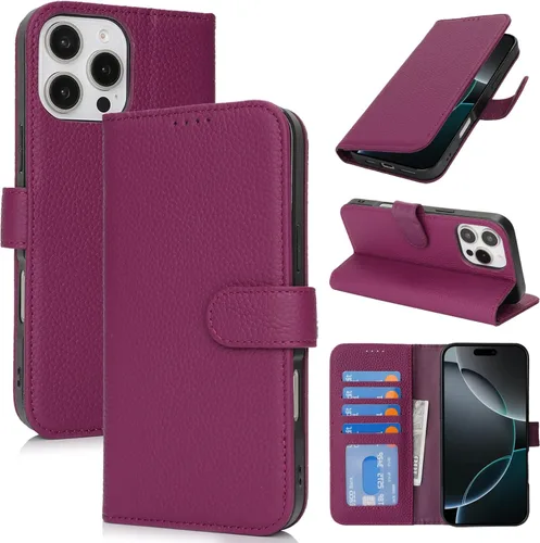 Miniatura 190 de Zouzt Funda para iPhone 11 de 6.1 pulgadas de piel auténtica con 4 ranuras para tarjetas, tarjetero con bloqueo RFID, tapa magnética, función atril