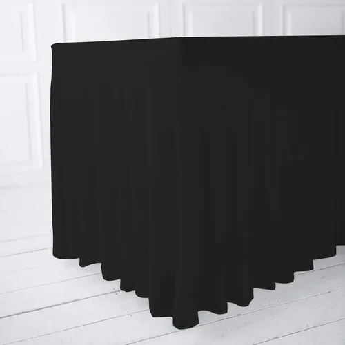 Miniatura 6 de Mantel de una pieza y falda para mesas rectangulares, mantel ajustable de elastano de 6 pies con falda de volantes para bodas, banquetes, baby Negro