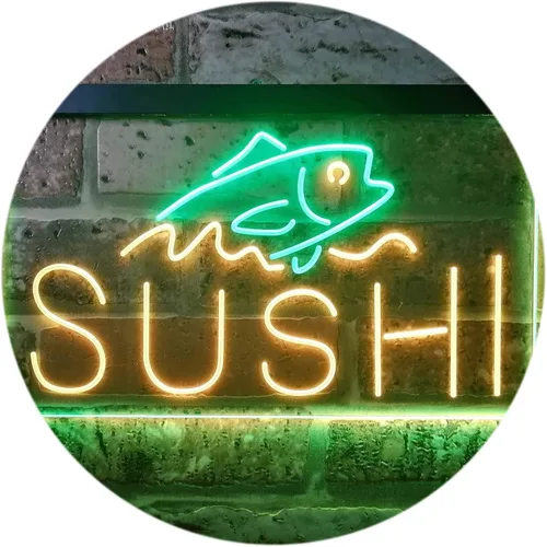 Miniatura 10 de ADVPRO Sushi Fish Sashimi Restaurant - Letrero de neón LED de doble color, azul y rojo, 12 x 8.5 pulgadas, st6s32-i3334-br