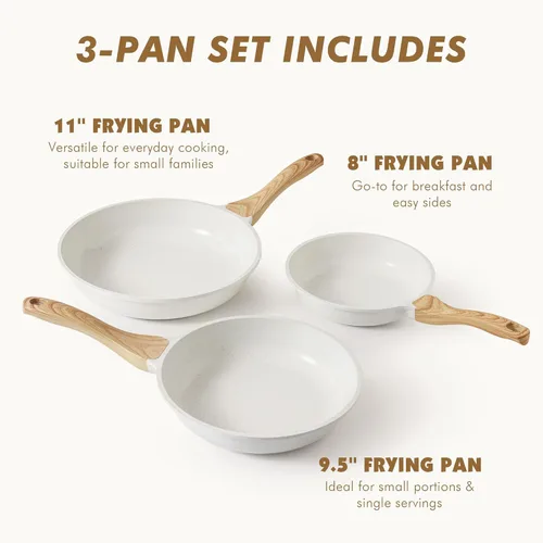 Miniatura 3 de SENSARTE Sartenes Antiadherentes para Freír, Sartenes para Tortilla con Revestimiento de Cerámica Blanca, Utensilios de Cocina Saludables, Sartén