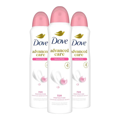 Dove Advanced Care - Desodorante antitranspirante en aerosol Beauty Finish, 3 unidades para ayudar a reparar la barrera de la piel después del