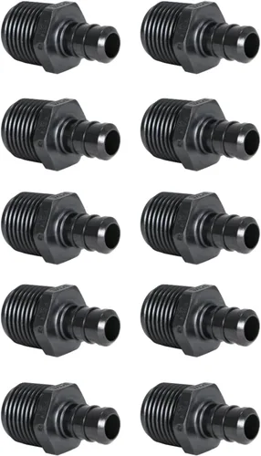 10 piezas XFITTING 1/2 pulgada Pex x 1/2 pulgada macho NPT adaptador, aleación de polietileno Pex macho, macho de plástico - Crimp, negro, 10