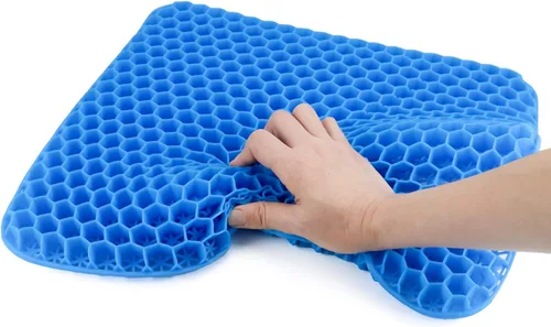 Miniatura 4 de QWORK Cojín de asiento de gel, fresco y transpirable y antideslizante para automóvil, oficina, hogar, silla de ruedas (azul, 15.7 x 13.8 x 1.3 in)
