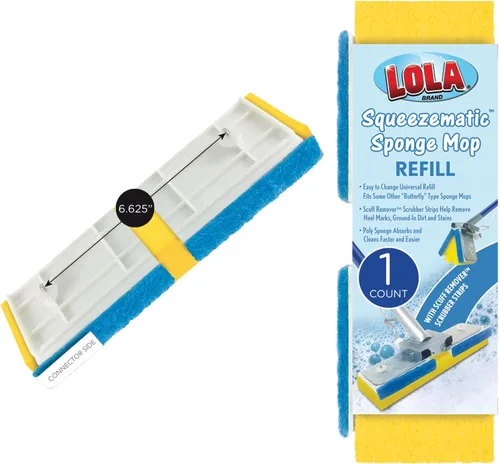 Miniatura 16 de LOLA Recambio de esponja de celulosa SqueezeMatic Butterfly Mop de 9 pulgadas, cabezal de repuesto, limpieza de pisos, comparable con recambio