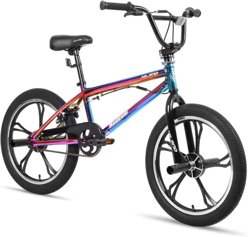 Miniatura 13 de Hiland - Bicicleta BMX de 20 pulgadas para niños y niñas de 5 a 12 años, giro de 360 grados, 4 clavijas, bicicleta BMX de una velocidad para niños