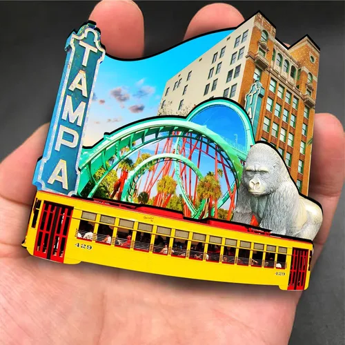 Miniatura 4 de Imán de madera de Tampa de Estados Unidos, imanes 3D para nevera, recuerdos coleccionables de viaje, decoraciones hechas a mano, 2
