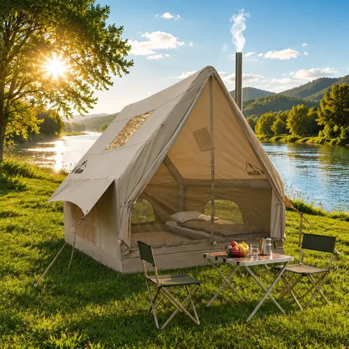 Miniatura 10 de Tienda de campaña inflable de lujo grande, resistente al viento y a la lluvia, interior de 12 ㎡, refugio para 2 a 10 personas, configuración rápida