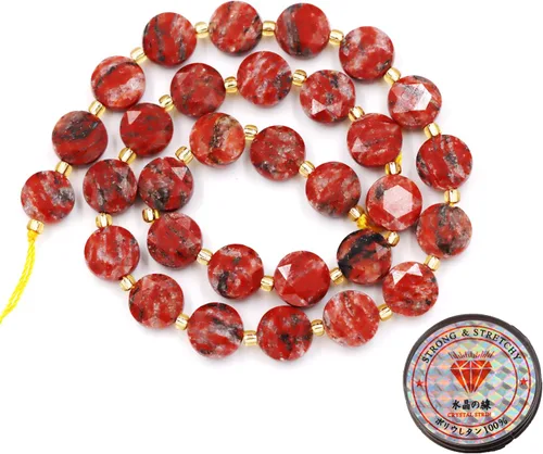 Miniatura 75 de Cuentas de piedras preciosas para la fabricación de joyas, cuentas de monedas facetadas de piedra natural piedra de sangre africana de 0.236 in
