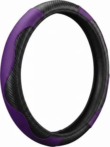 Miniatura 10 de Funda de cuero de fibra de carbono ultra fina para volante, antideslizante y protección solar que protege el volante, fácil de instalar, universal