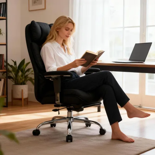 Miniatura 8 de Efomao Silla de oficina grande y alta con reposapiés, silla ejecutiva de malla transpirable, silla de escritorio de computadora resistente