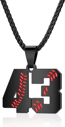 Miniatura 26 de Collar con número de béisbol para niños 00-99, collar con número de camiseta de béisbol de acero inoxidable, colgante personalizado, regalo
