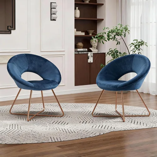 Miniatura 10 de DUHOME Sillas modernas de terciopelo con acento para sofá individual, cómodas sillas tapizadas, sillas de descanso de mediados de siglo con patas