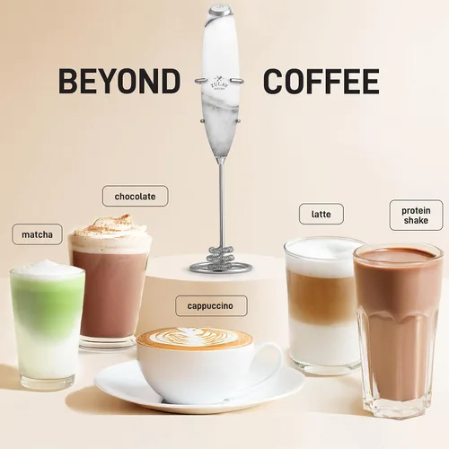Miniatura 637 de Zulay Milk Boss Espumador de leche potente manual, hace espuma para latte, batidor para mezclar bebidas, café, miniespumador para capuchino, frappé