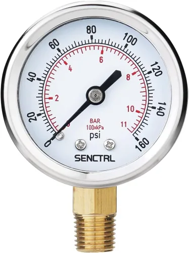 Miniatura 10 de SENCTRL Medidor de presión de 200 psi, tamaño de dial de 2 pulgadas, montaje trasero 1/4 NPT, impermeable, caja de acero inoxidable, para filtro