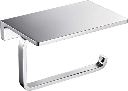 Miniatura 16 de Soporte de papel higiénico de doble rollo con estante de latón macizo y dispensador de pañuelos de estilo hotelero superior, almacenamiento