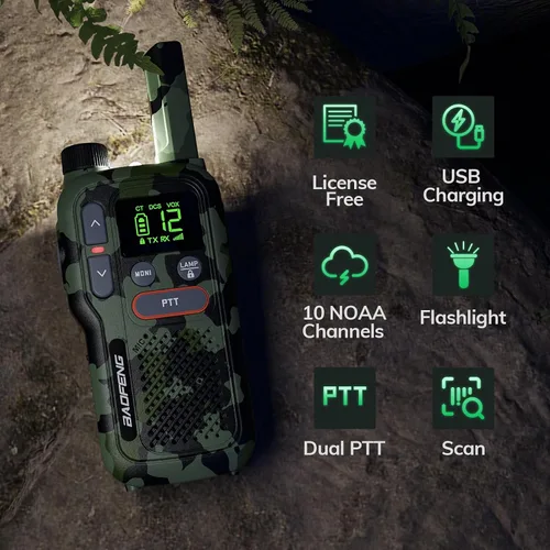 Miniatura 2 de BAOFENG GT-18 Walkie Talkies para niños y adultos, radio bidireccional FRS recargable de largo alcance sin licencia, batería de 1500mAh, 22 canales