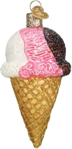 Miniatura 10 de Old World Christmas - Adorno de cono de helado de vidrio soplado para árbol de Navidad, decoración festiva hecha a mano, colección de helados