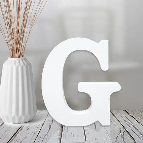 Miniatura 11 de AOCEAN Letras de madera blanca de 4 pulgadas sin terminar para decoración de pared, letras decorativas de pie en rodajas, decoración de tablero