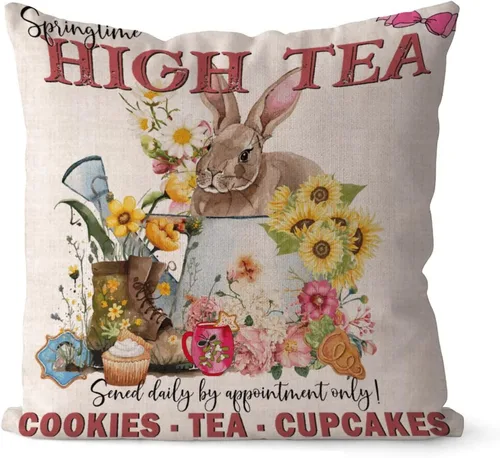 Miniatura 36 de Divertidas fundas de almohada de gnomo de Pascua, huevos de Pascua, zanahorias, divertidas fundas de almohada de 16 x 16 pulgadas, decoración