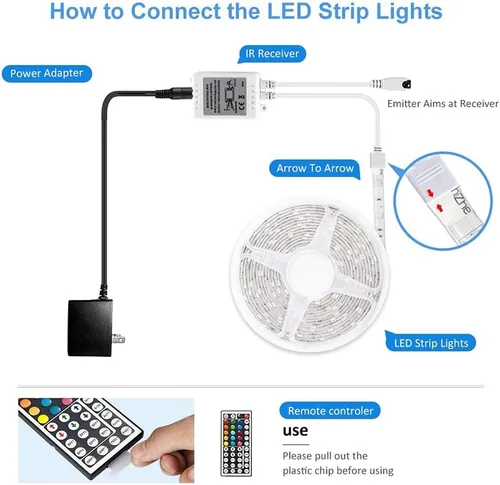 Miniatura 3 de DAYBETTER Tira de luces LED de 16.4 pies que cambian de color impermeable con control remoto