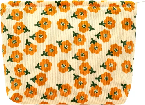 Miniatura 43 de Pazimiik Bolsa de maquillaje floral, grande, de algodón, con cremallera para bolsa de viaje, organizador de maquillaje de lona para mujeres, Algodón