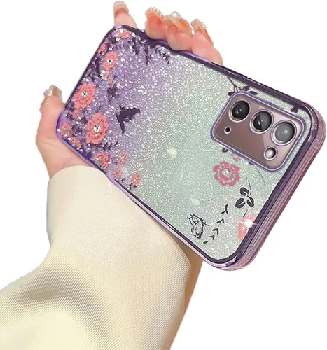 Miniatura 33 de Funda para Note 10, Galaxy Note 10 para mujer, cambio gradual con purpurina, cristal suave, TPU elegante, mariposa, floral, corazón, transparente