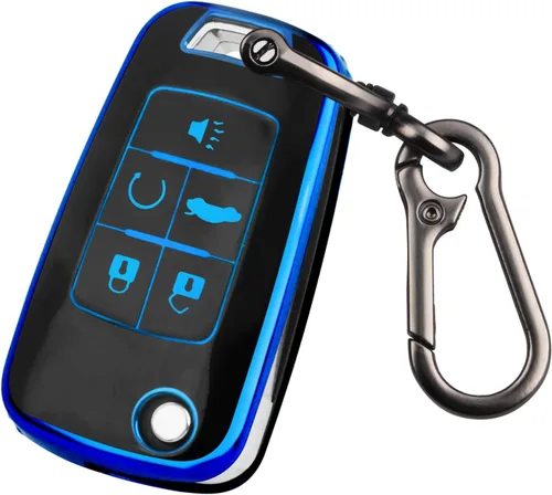 Miniatura 16 de QBUC Funda para Llavero de Chevy con Borde Cromado TPU Suave Compatible con Chevrolet Chevy Equinox Malibu Impala Cruze Sonic 2010-2019 de 4 Botones