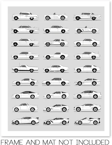 Miniatura 2 de Idea Network Póster hecho a mano compatible con Chevy impreso, arte de pared, decoración hecha a mano de lo mejor de las generaciones de Chevy