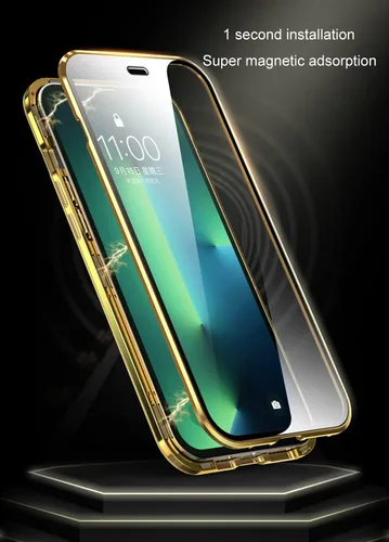 Miniatura 4 de Funda magnética para iPhone 13 Pro Max de 360 grados de cuerpo completo, lente de cámara integrada y protector de pantalla, color negro