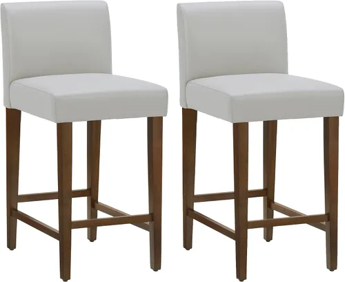 Miniatura 11 de CHITA Juego de 2 taburetes de bar de altura de mostrador, taburetes de bar tapizados de altura de asiento de 27 pulgadas, cuero sintético en negro