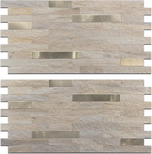 Miniatura 27 de StyloVue 20 hojas para despegar y pegar para cocina, mármol blanco con aspecto de metal plateado que se pega en azulejos para mejorar tu cocina