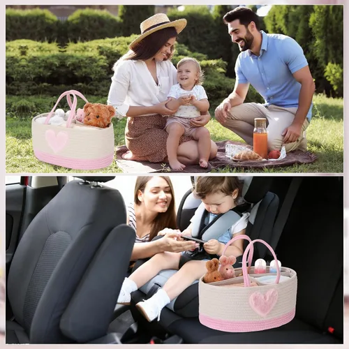Miniatura 5 de Aliceset Organizador de pañales para bebé, niña, niño, cuerda, cesta de almacenamiento para guardería, bolsa portátil para cambiador, automóvil