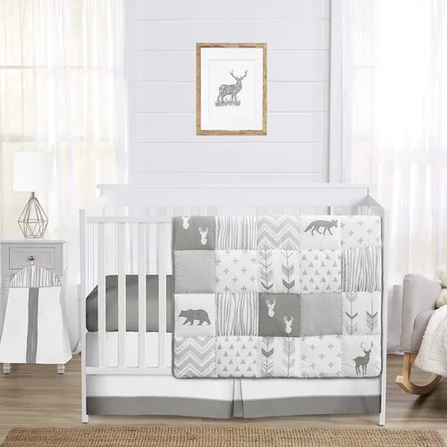 Miniatura 13 de Sweet Jojo Designs Juego de ropa de cama para cuna de bebé de 4 piezas (animales del bosque) para niños o niñas, bebés/guardería, incluye manta