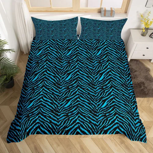 Miniatura 13 de Juego de funda de edredón con estampado de leopardo abstracto, tamaño individual, juegos de ropa de cama de piel de guepardo negro y gris
