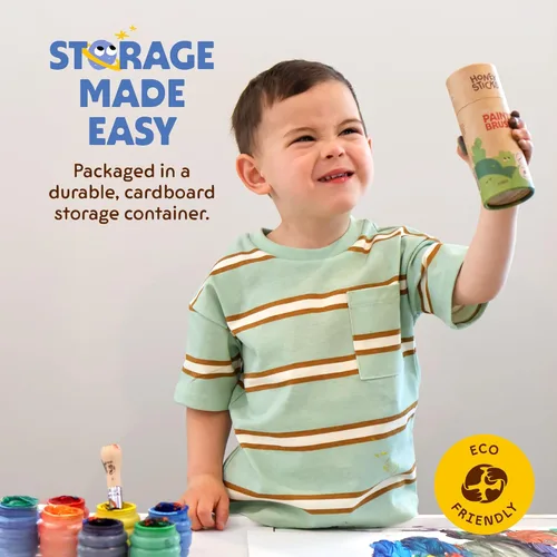 Miniatura 4 de Honeysticks My First - Juego de pinceles de pintura, paquete de 3, ideal para bebés y niños pequeños. Cepillos jumbo con asas de madera regordeta