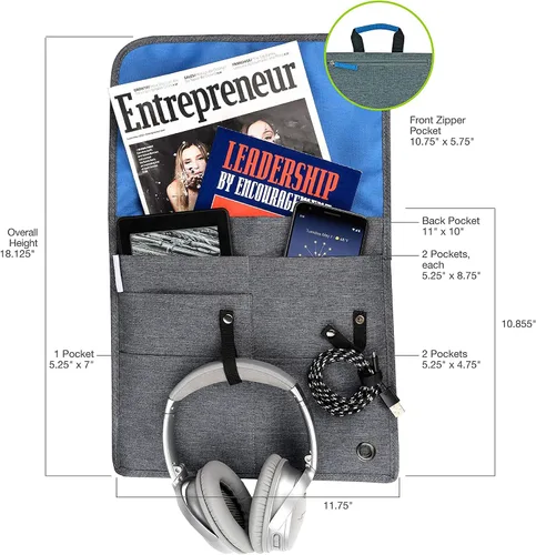 Miniatura 2 de So-Mine Commuter Bolsa esencial Se fija al asiento de la aerolínea y el bolsillo del coche Organizador de viaje Perfil delgado 6 bolsillos 2
