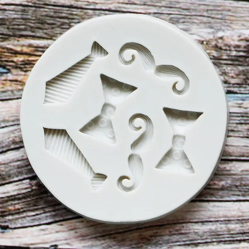 Miniatura 8 de Luckycivia - Juego de 4 pajaritas para barba, molde de fondant de chocolate con caramelo, molde de silicona para pastel (gris)